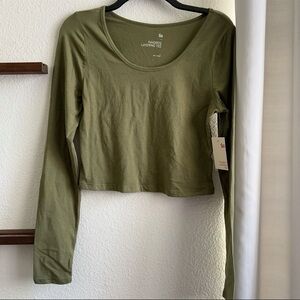 NWT Cropped Olive Green Long Sleeve